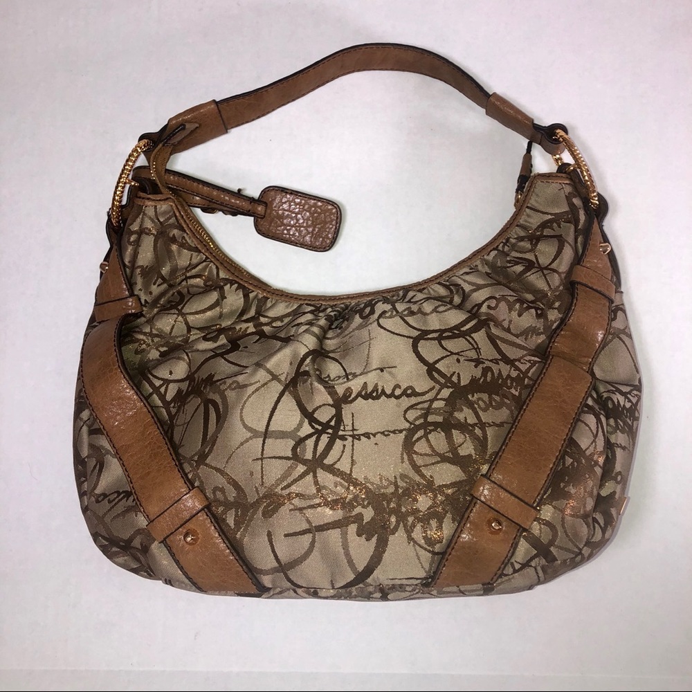 Y2k 90s Jessica Simpson Shoulder Bag Purse Tan Brown Retro